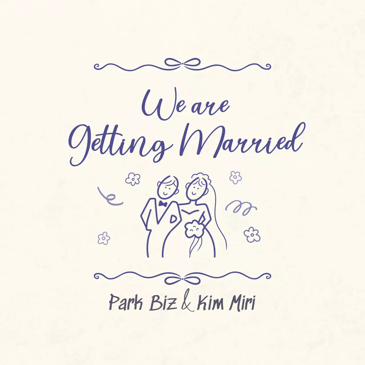 베이지 심플 결혼 기념 스티커