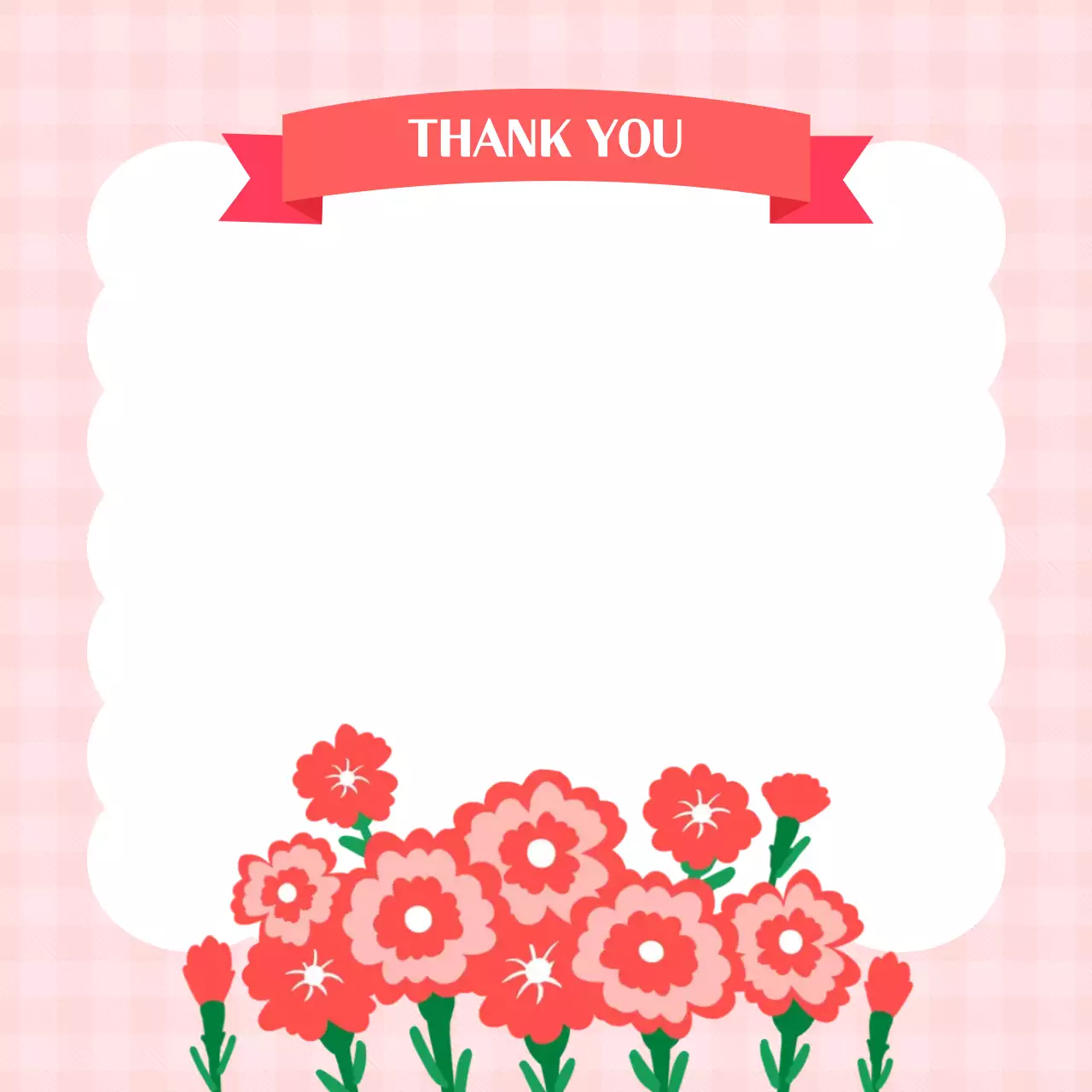 분홍색 아기자기한 감사 인사 엽서