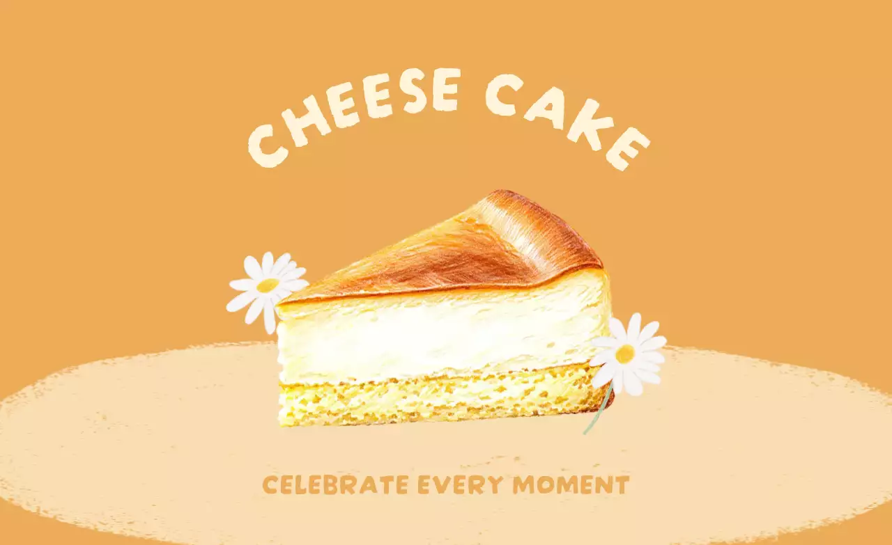 노란색 심플 치즈케이크 메뉴 홍보