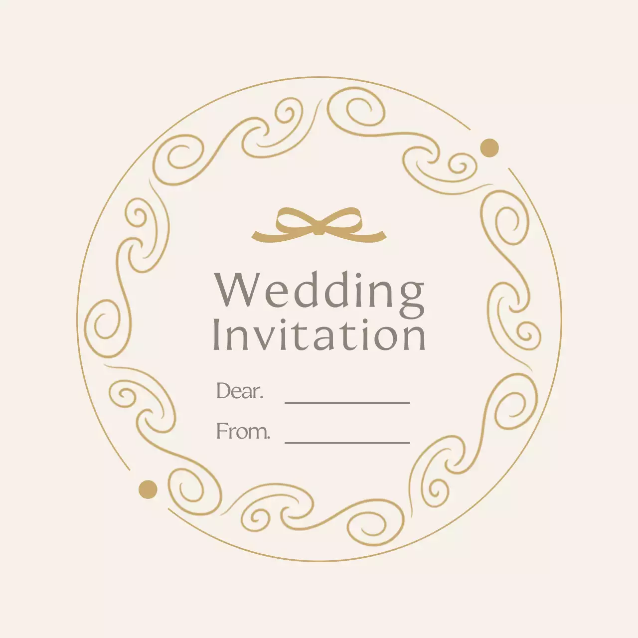 베이지 심플 결혼 초대장