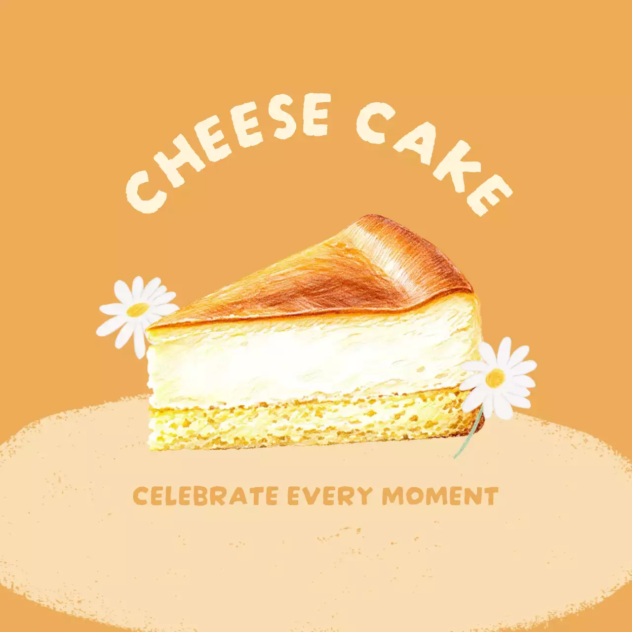 노란색 심플 치즈케이크 메뉴 홍보