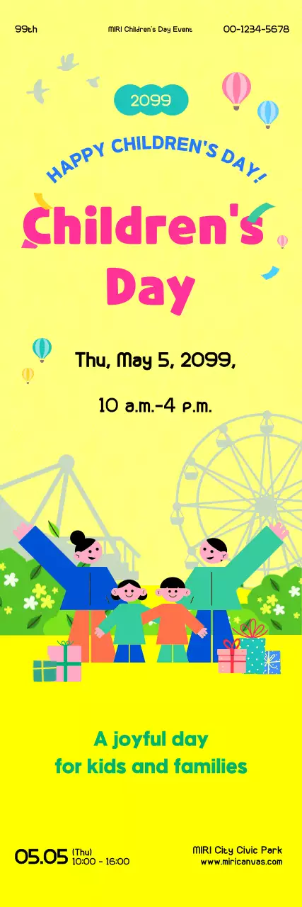 Acara Hari Anak Sederhana Berwarna Kuning