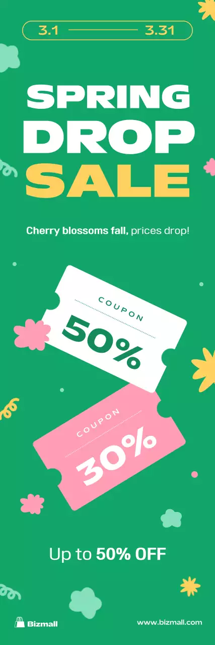 Diskon Penjualan Musim Semi Sederhana Hijau