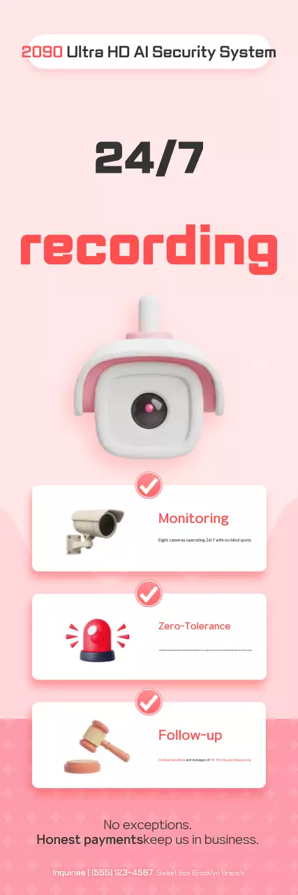 Promosi CCTV AI berdefinisi ultra tinggi, ramping, dan berwarna merah muda.