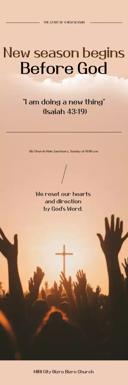 Acara gereja yang rapi berwarna krem