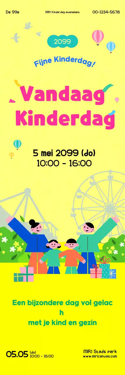 Geel Eenvoudig Kinderdag Evenement