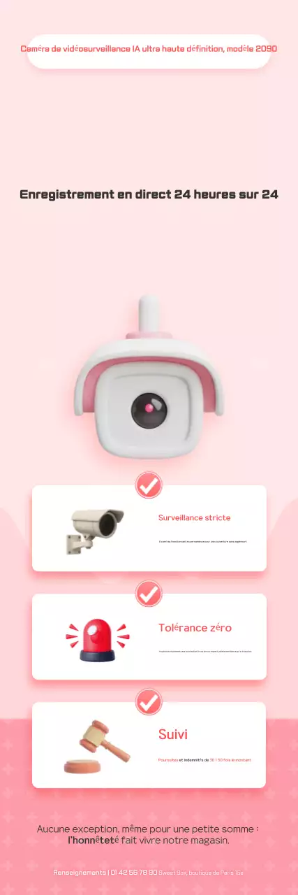 Promotion de vidéosurveillance IA rose, élégante et ultra haute définition