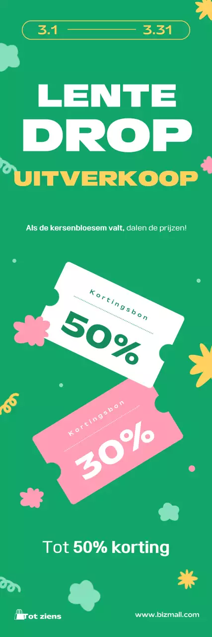 Groene eenvoudige voorjaarsaanbieding met korting