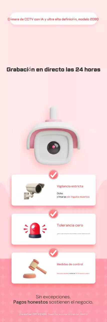 Promoción de CCTV con IA rosa, elegante y de ultra alta definición