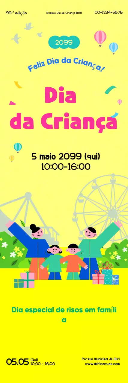 Evento simples e amarelo para o Dia das Crianças