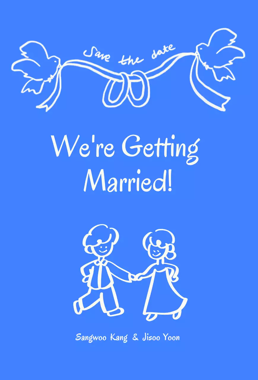 파랑 심플 결혼 초대장