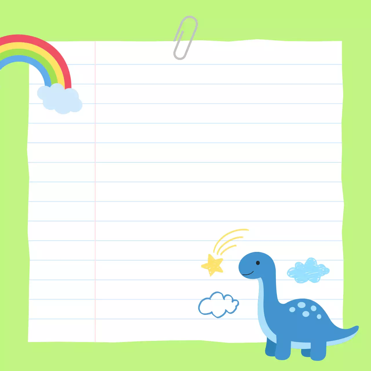 연두 미니멀 공룡 쪽지