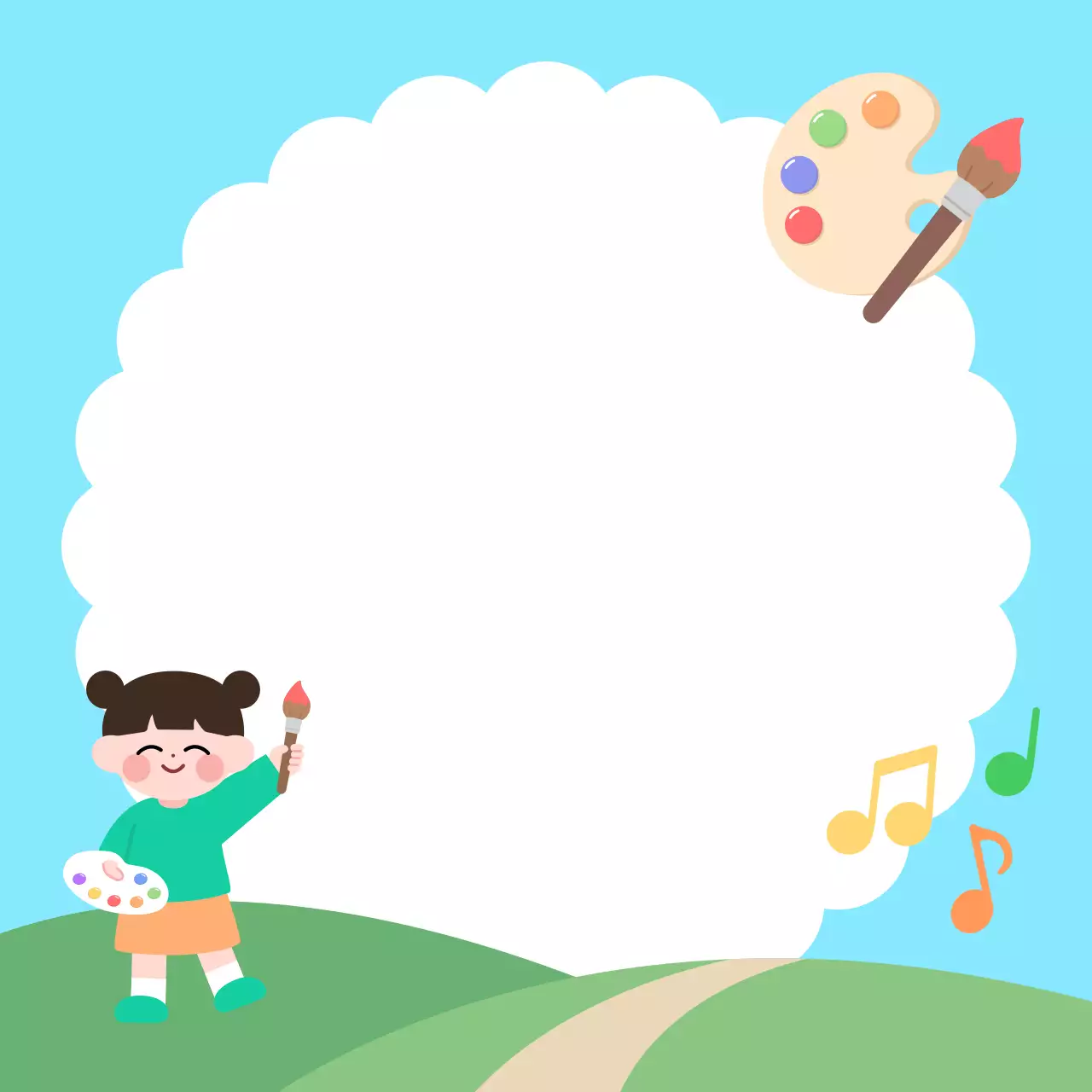 파란색 아기자기한 어린이 그림일기