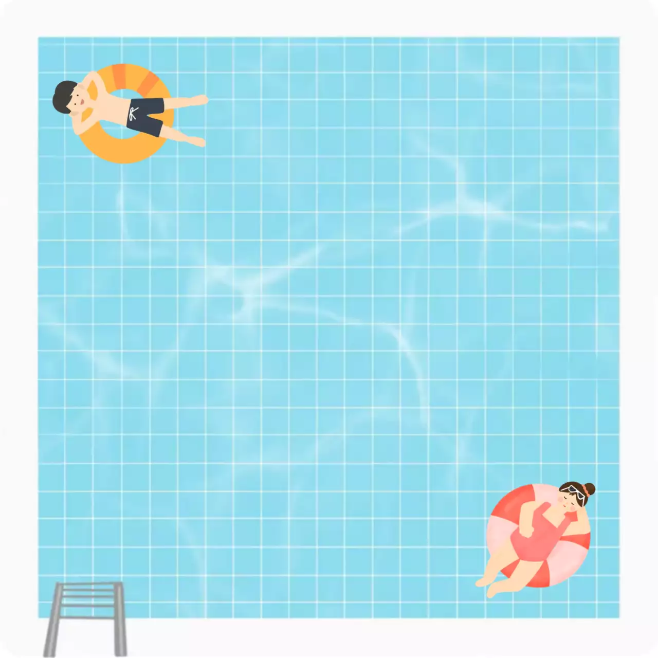 파랑 심플 여름 수영장 프레임