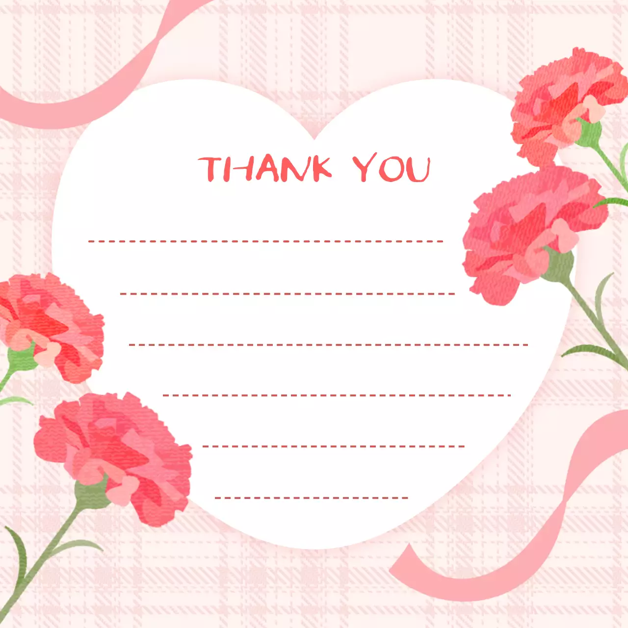 핑크색 심플 감사 편지