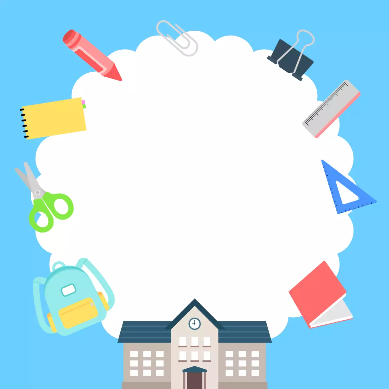 하늘색 아기자기한 학교 문구