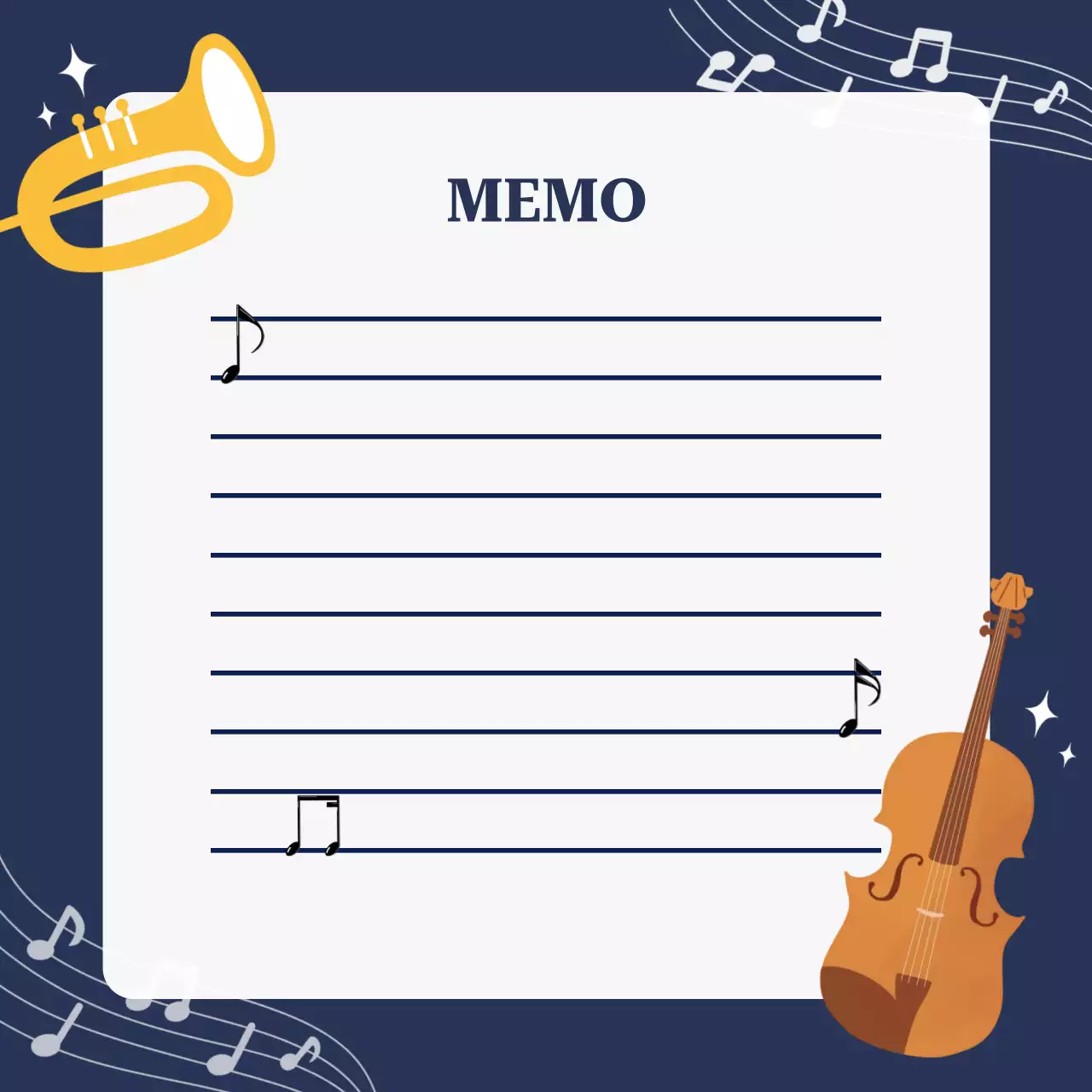 노랑 미니멀 음악 노트 프레임