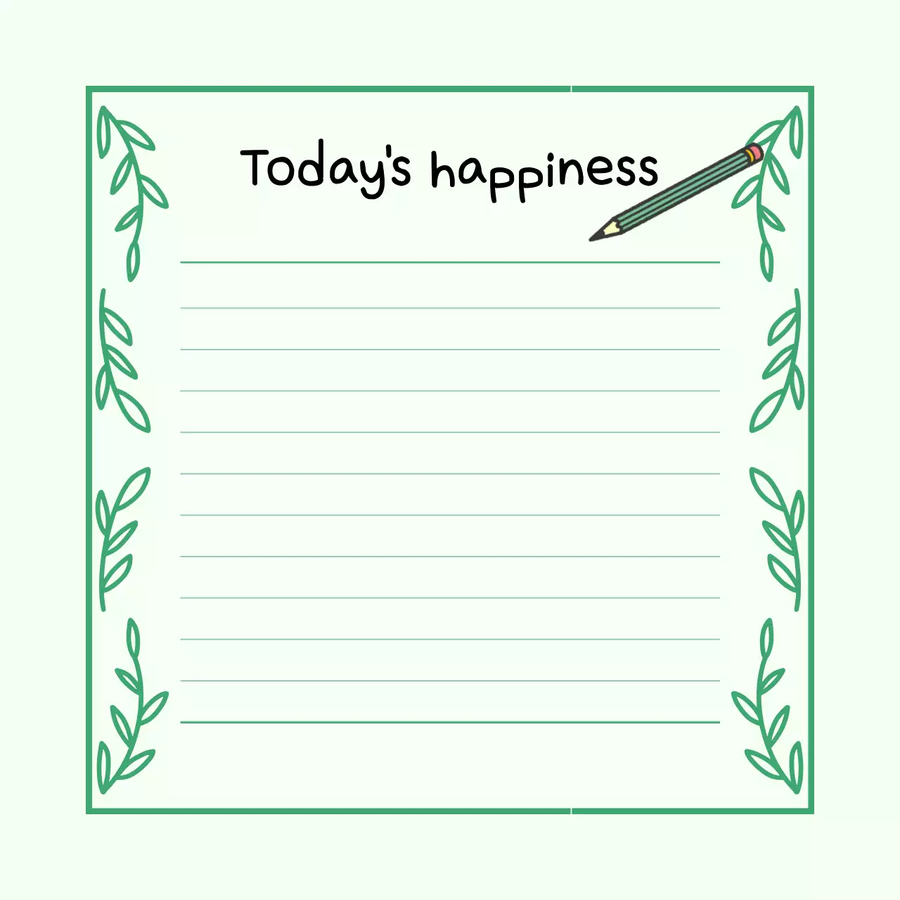 초록 심플한 일기 행복목록