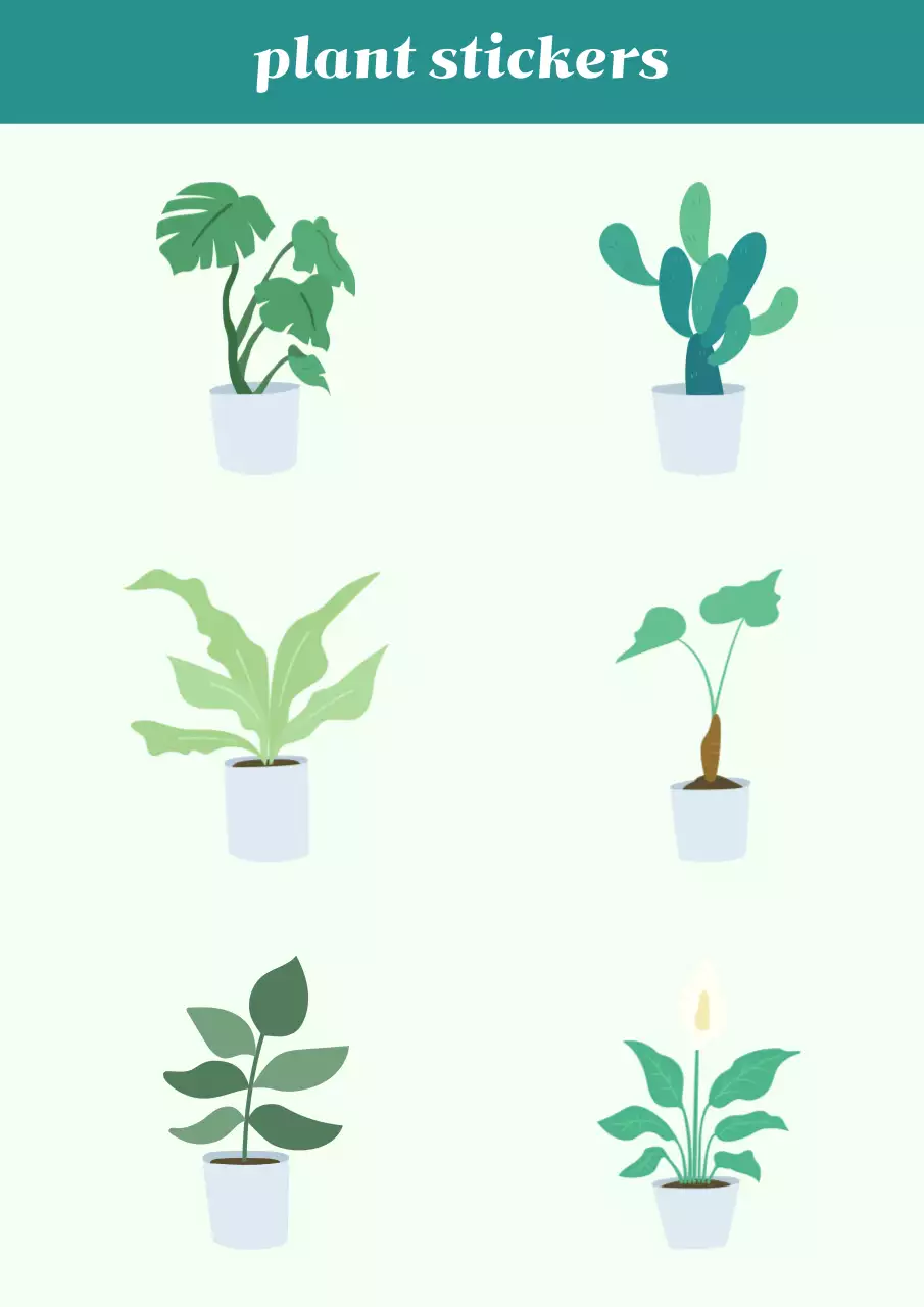 녹색 미니멀리스트 식물 스티커