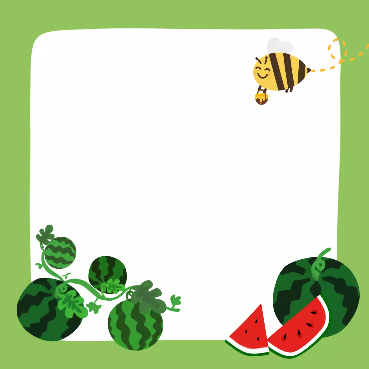 그린 레드 아기자기한 수박 프레임