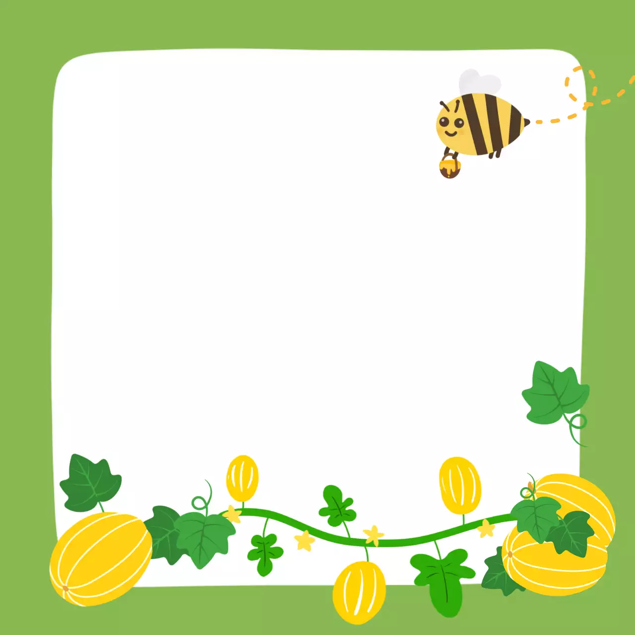 그린 노랑 아기자기한 참외 프레임
