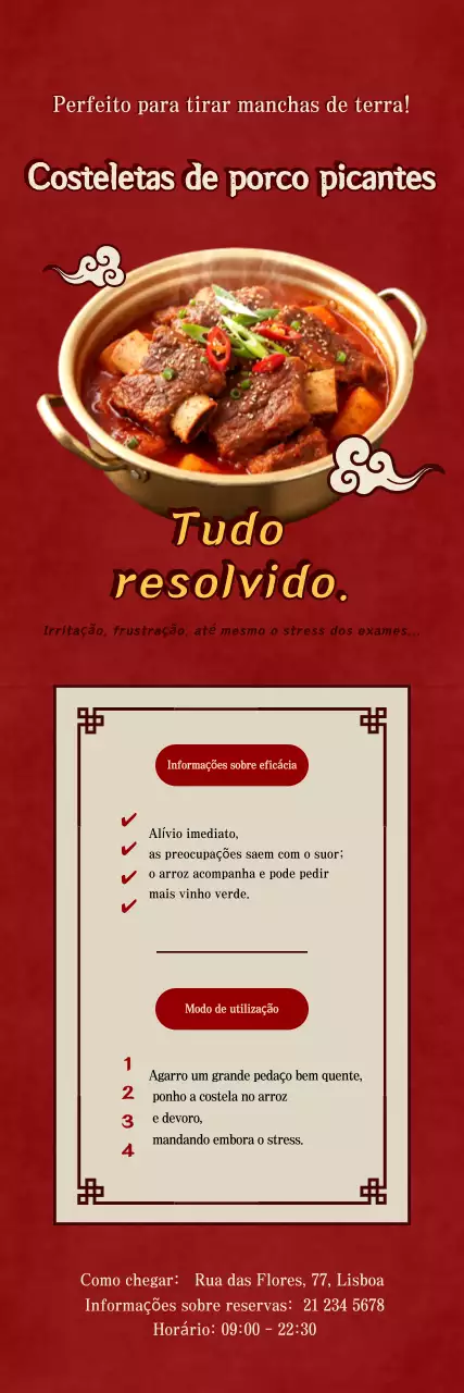 Promoção de costelas bovinas braseadas, vermelhas, limpas e apimentadas.