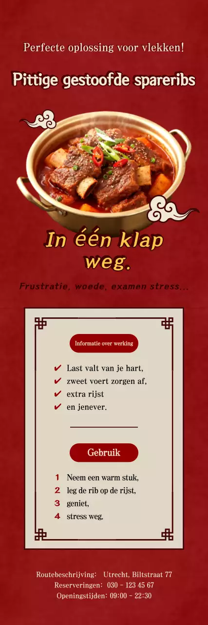 Promotie van rode, pure en pittige gestoofde korte ribben