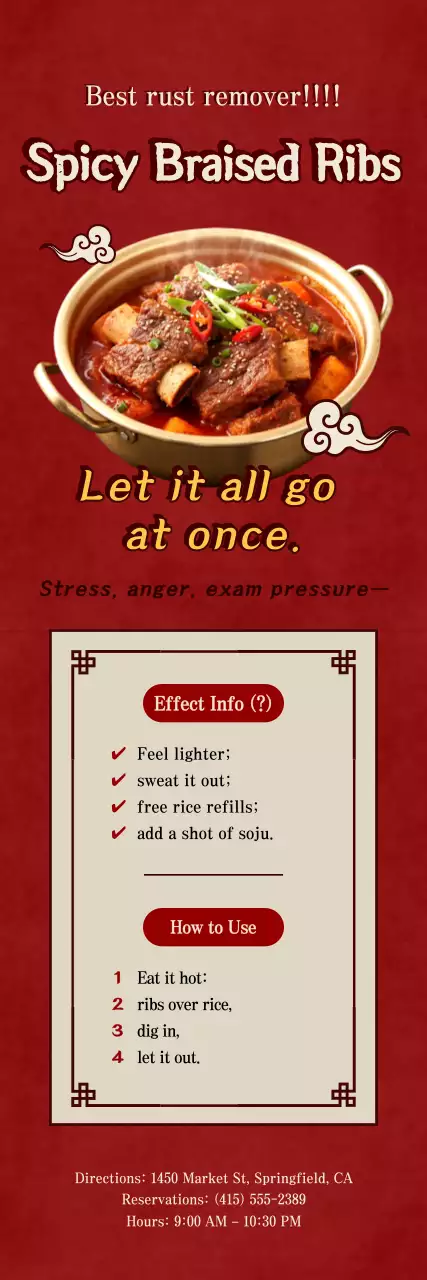 Promotion of Red, Clean, and Spicy Braised Short Ribs