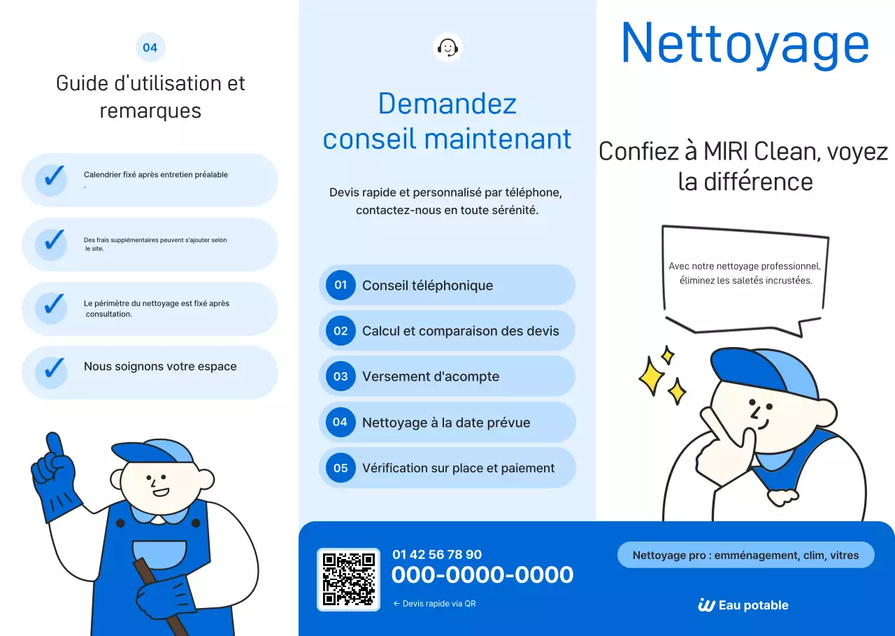 Guide de nettoyage simple bleu