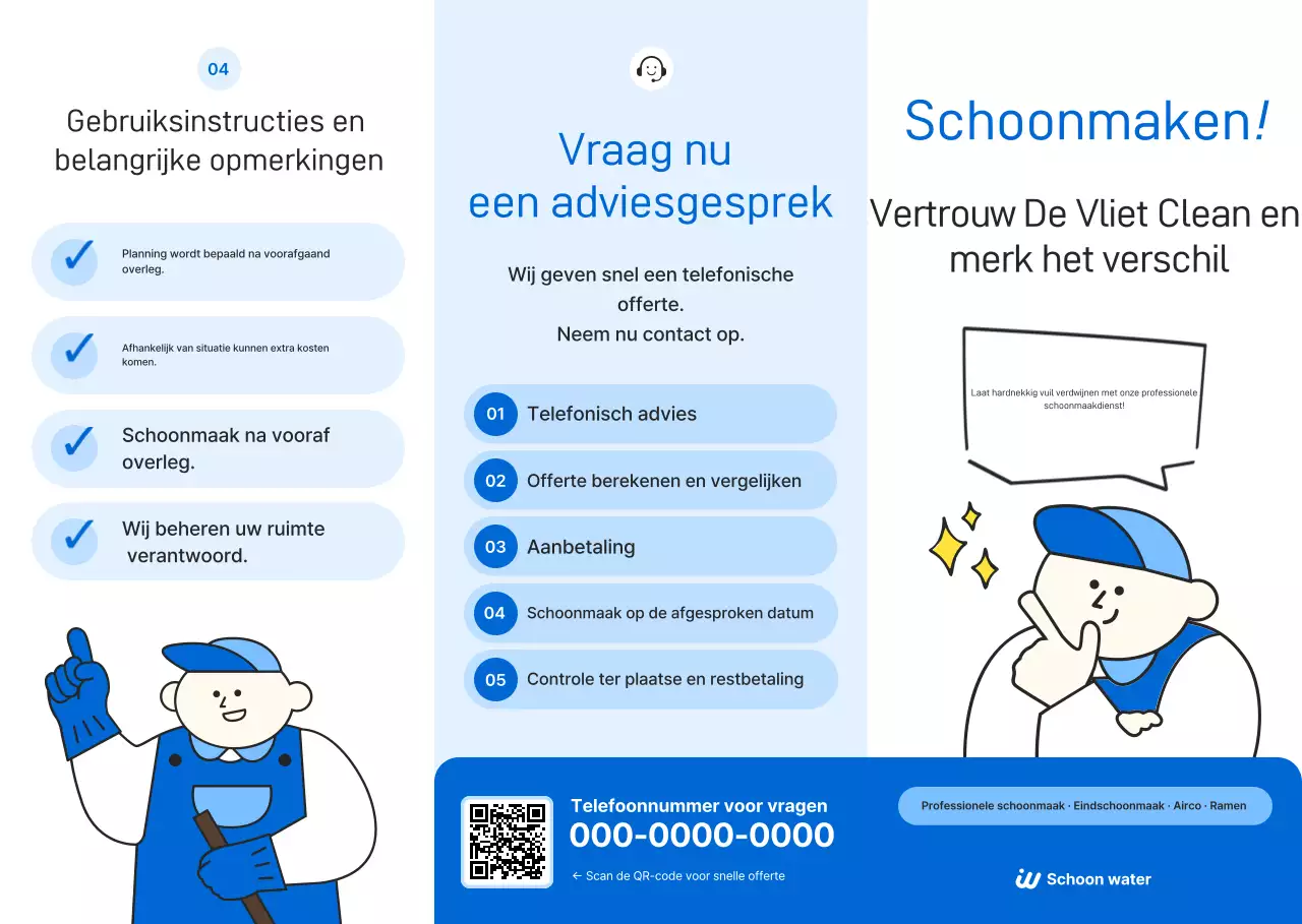 Blauwe eenvoudige schoonmaakgids