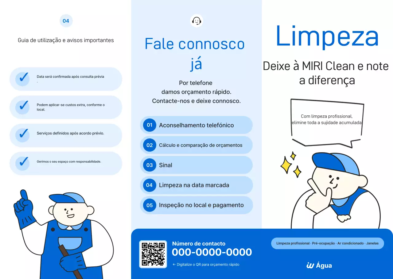 Guia de limpeza simples em azul