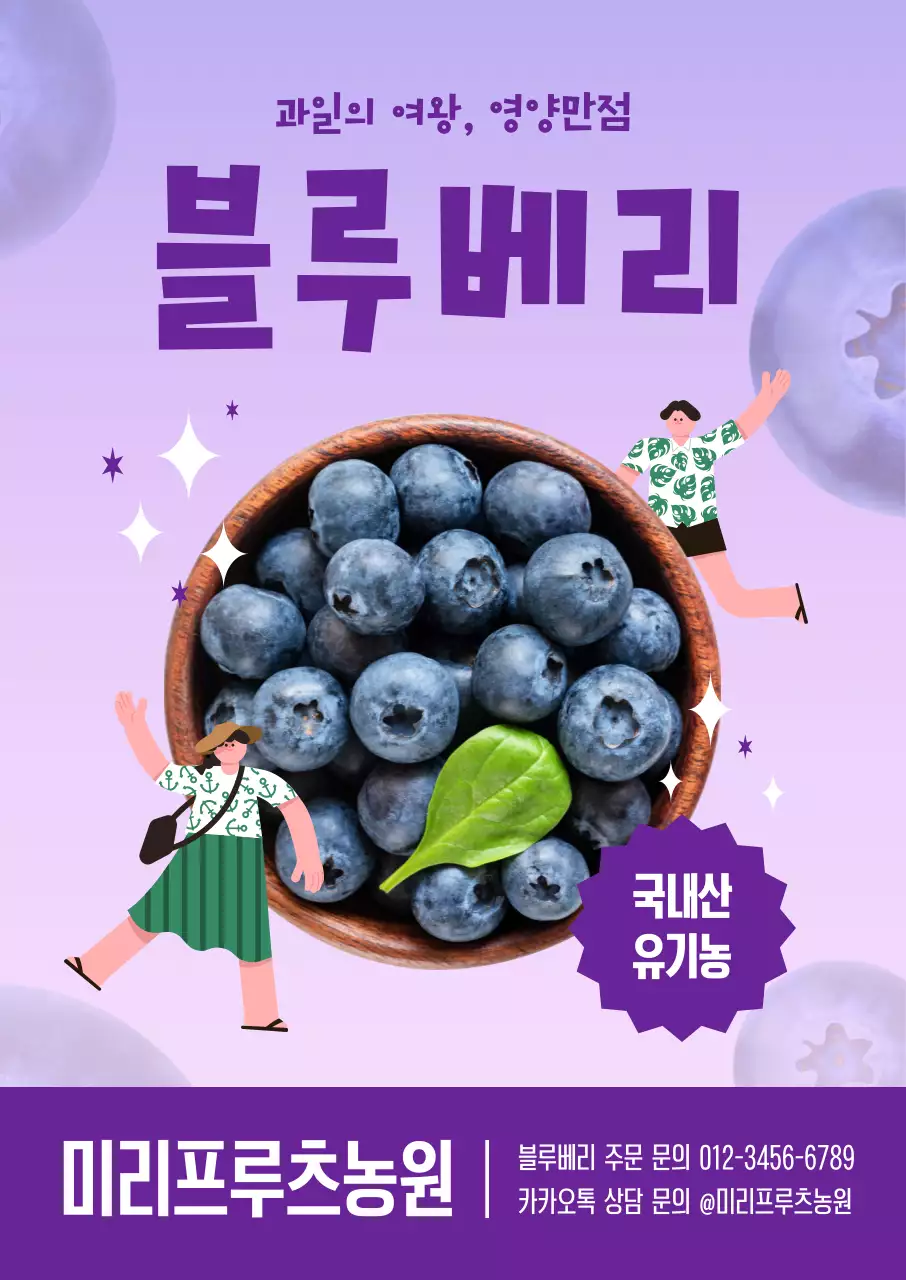 보라색 아기자기한 블루베리 홍보