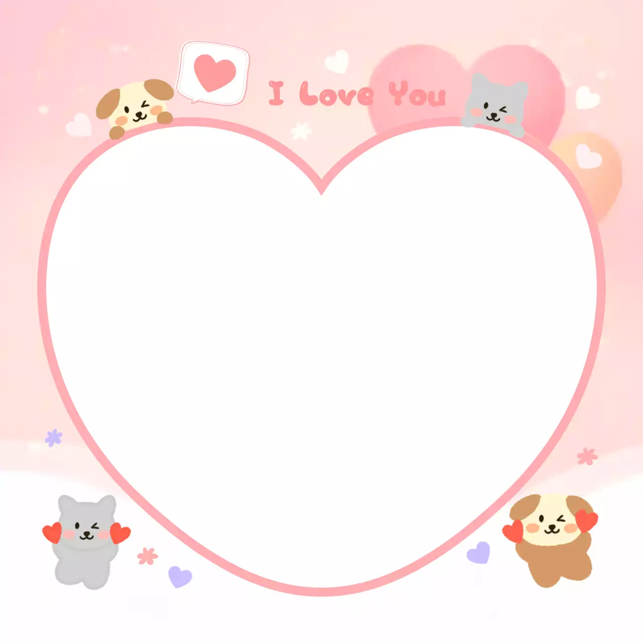 분홍색 아기자기한 사랑 메시지 편지