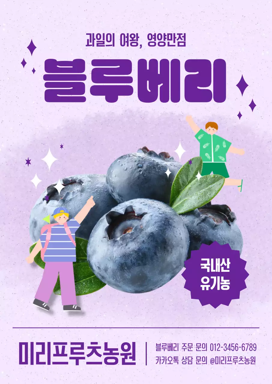보라색 아기자기한 블루베리 홍보