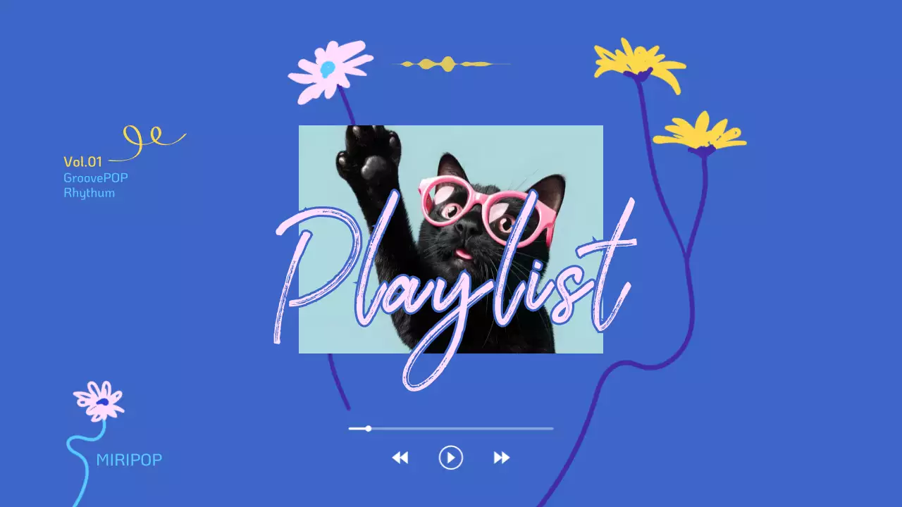 파란색 모던 음악 플레이리스트 홍보