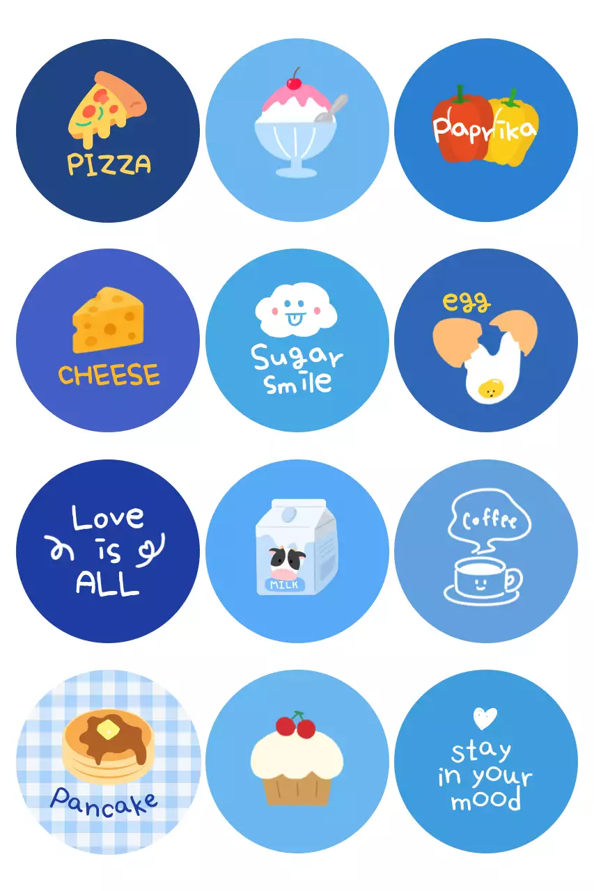 미니멀 음식 일러스트 스티커