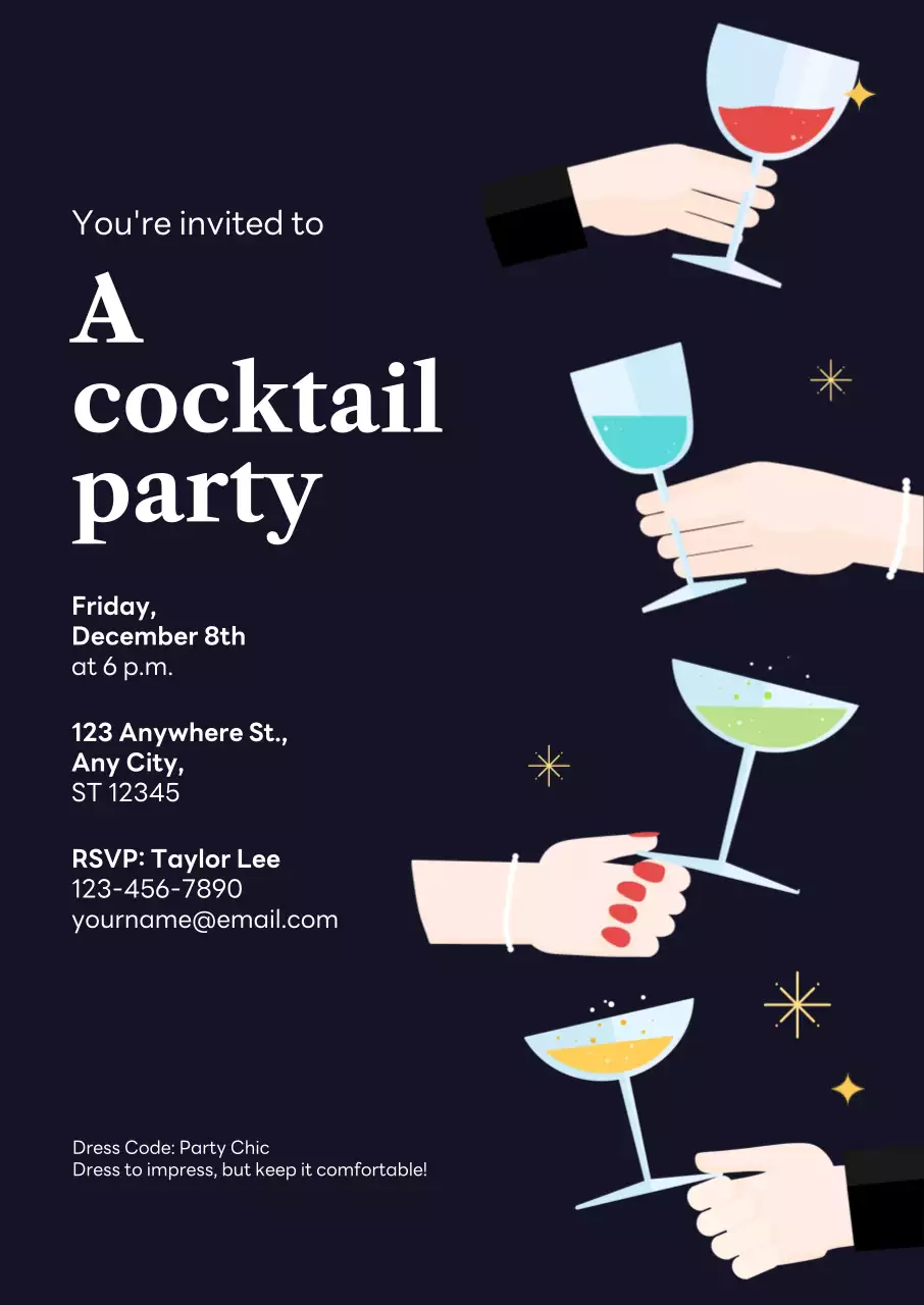 검정 모던 칵테일 파티 초대장