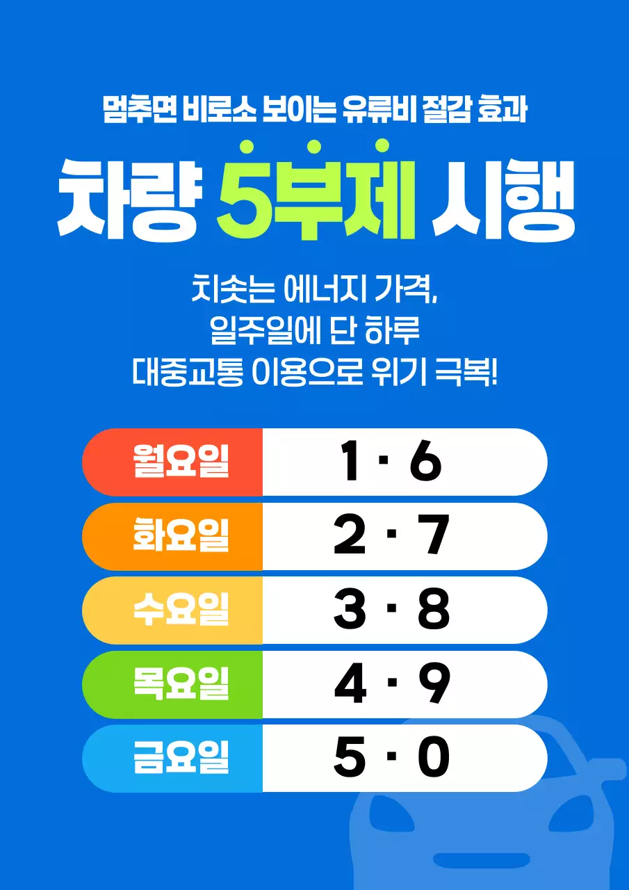 파랑 깔끔 차량 5부제 안내