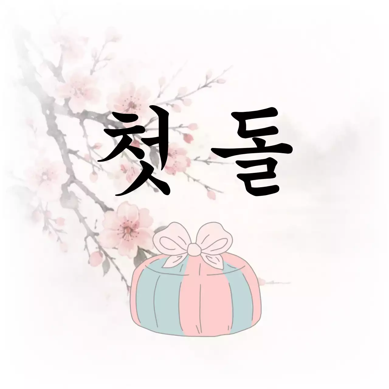 분홍색 미니멀 첫돌 초대장