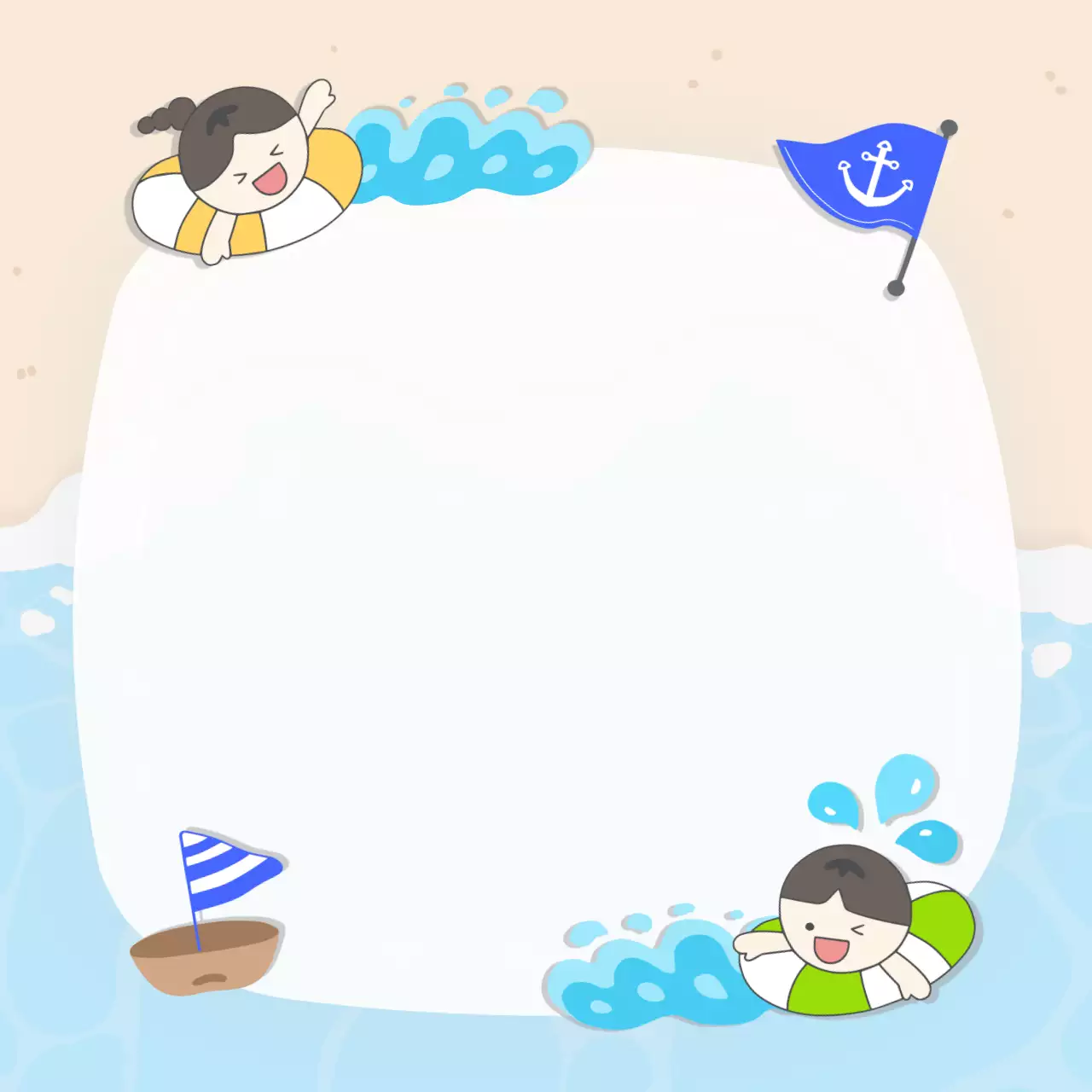블루 아기자기한 여름 물놀이 미니 노트