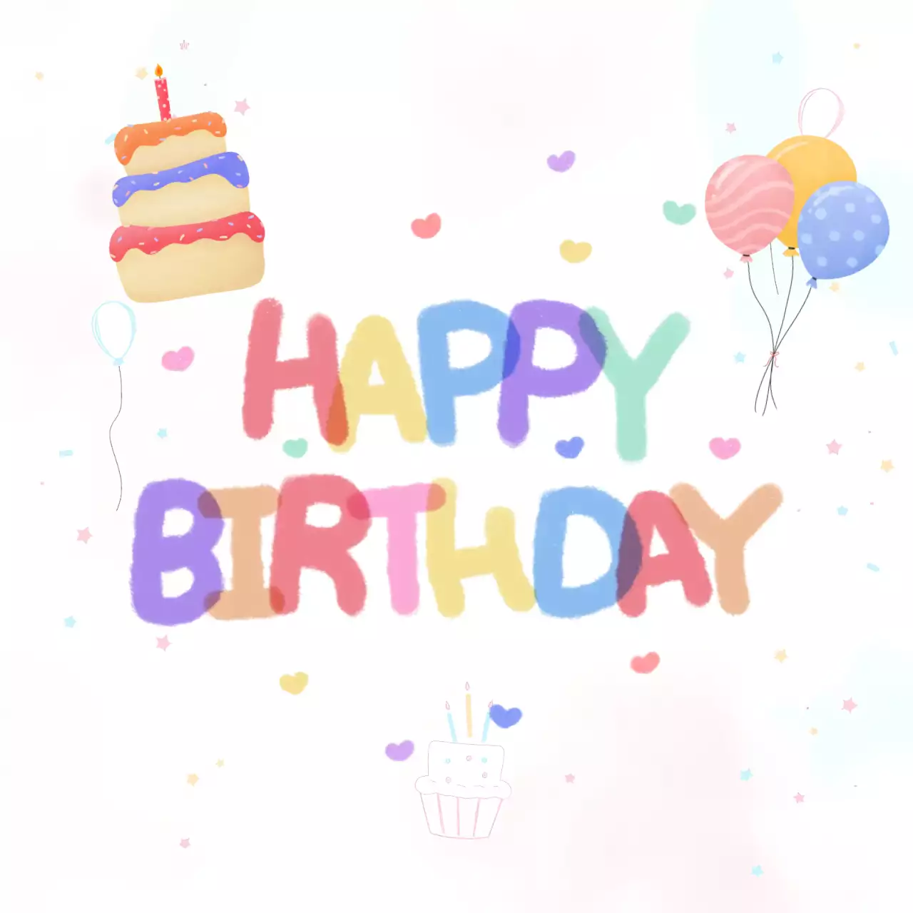 핑크 아기자기한 생일 축제