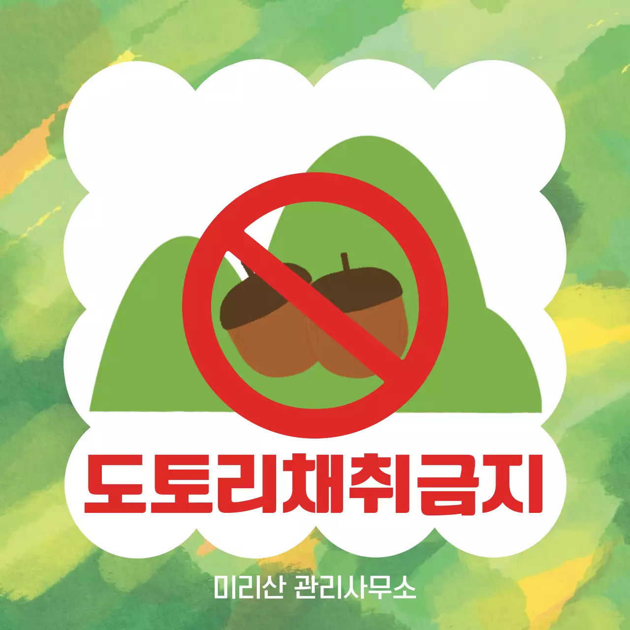 초록색 심플한 도토리채취금지 안내