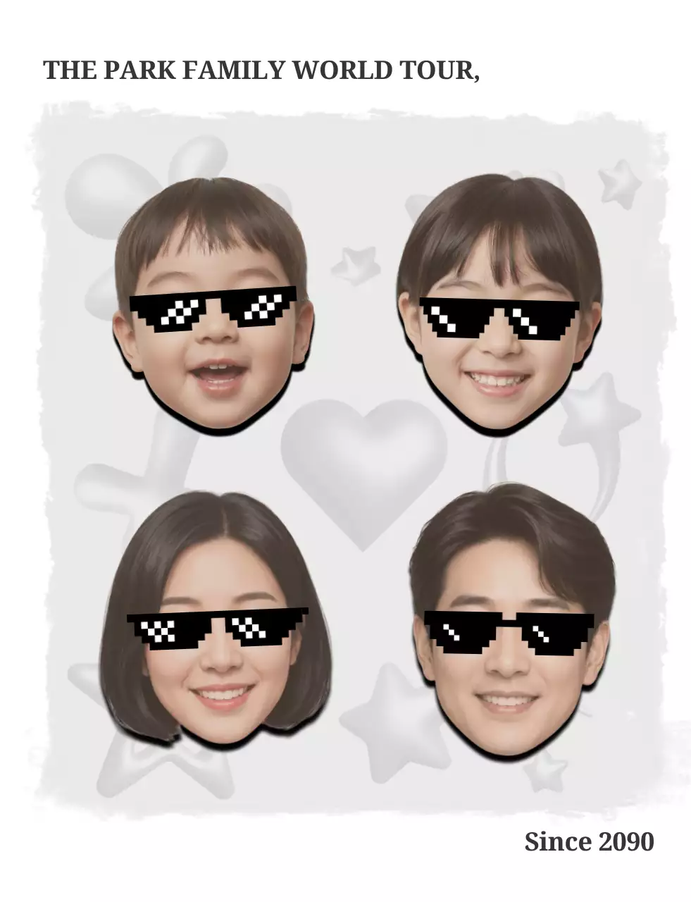 흰색 미니멀 가족 초상화 포토프레임