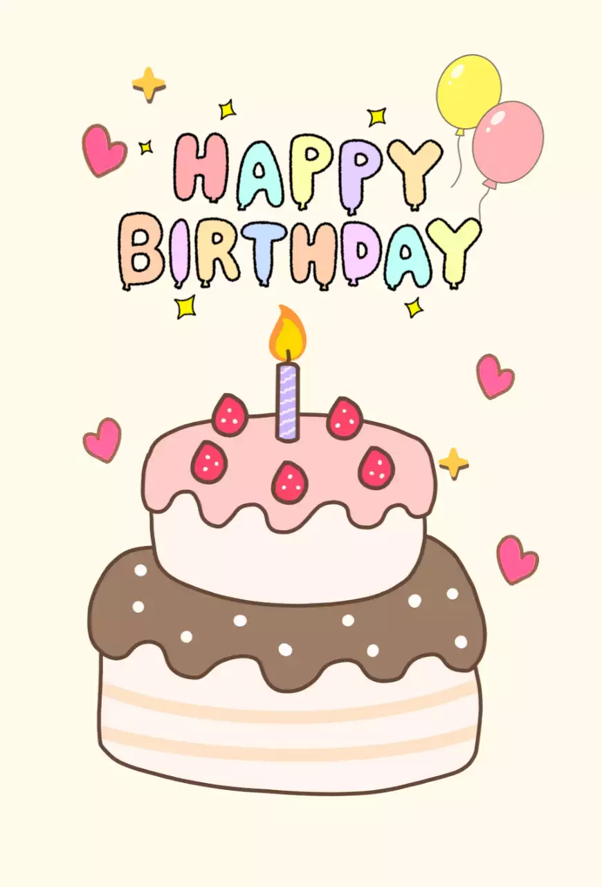 파스텔 아기자기한 생일 축하 인사