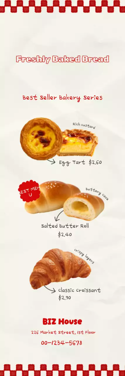 Promotion of Red Simple Bakery Menu