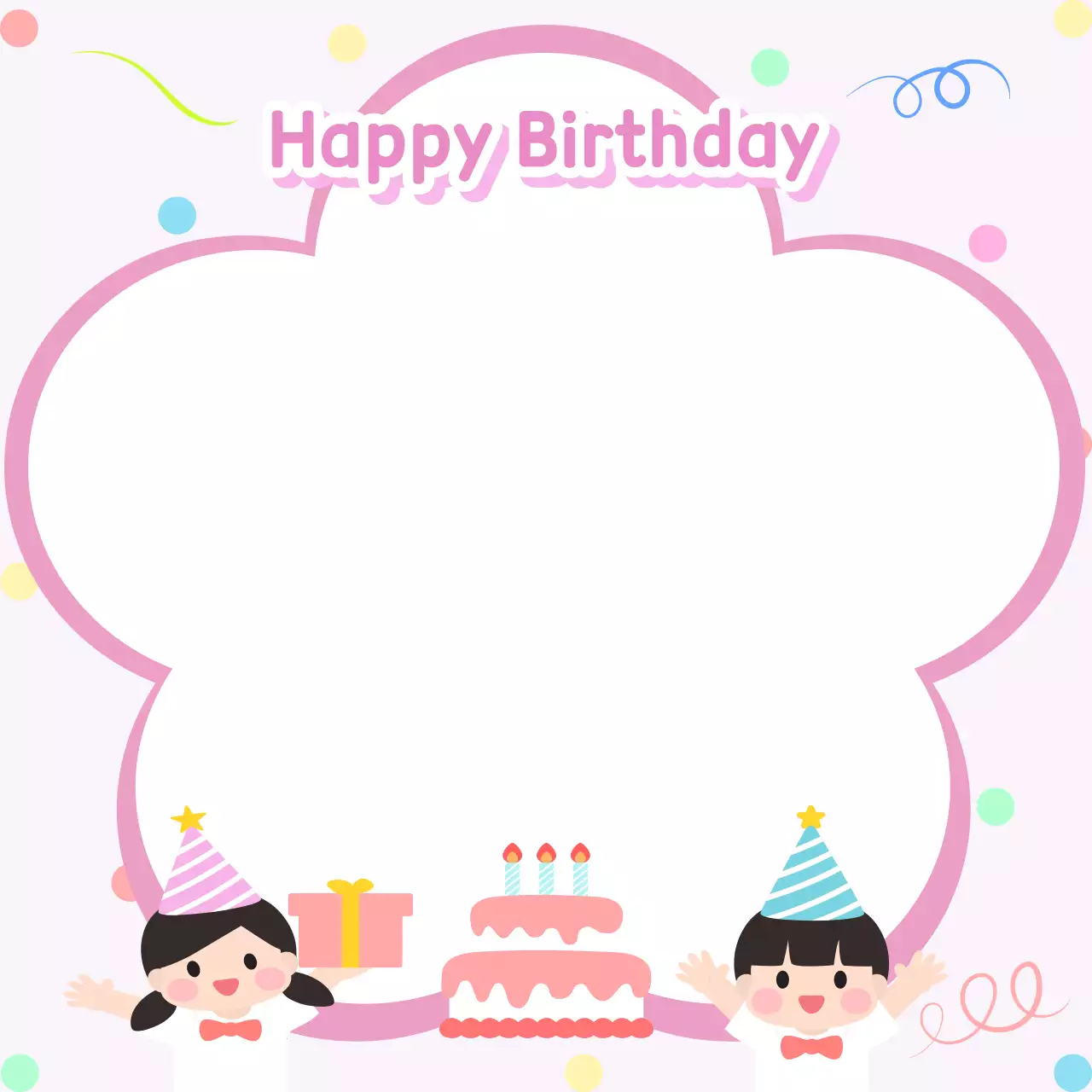 핑크 아기자기한 생일 축하 카드