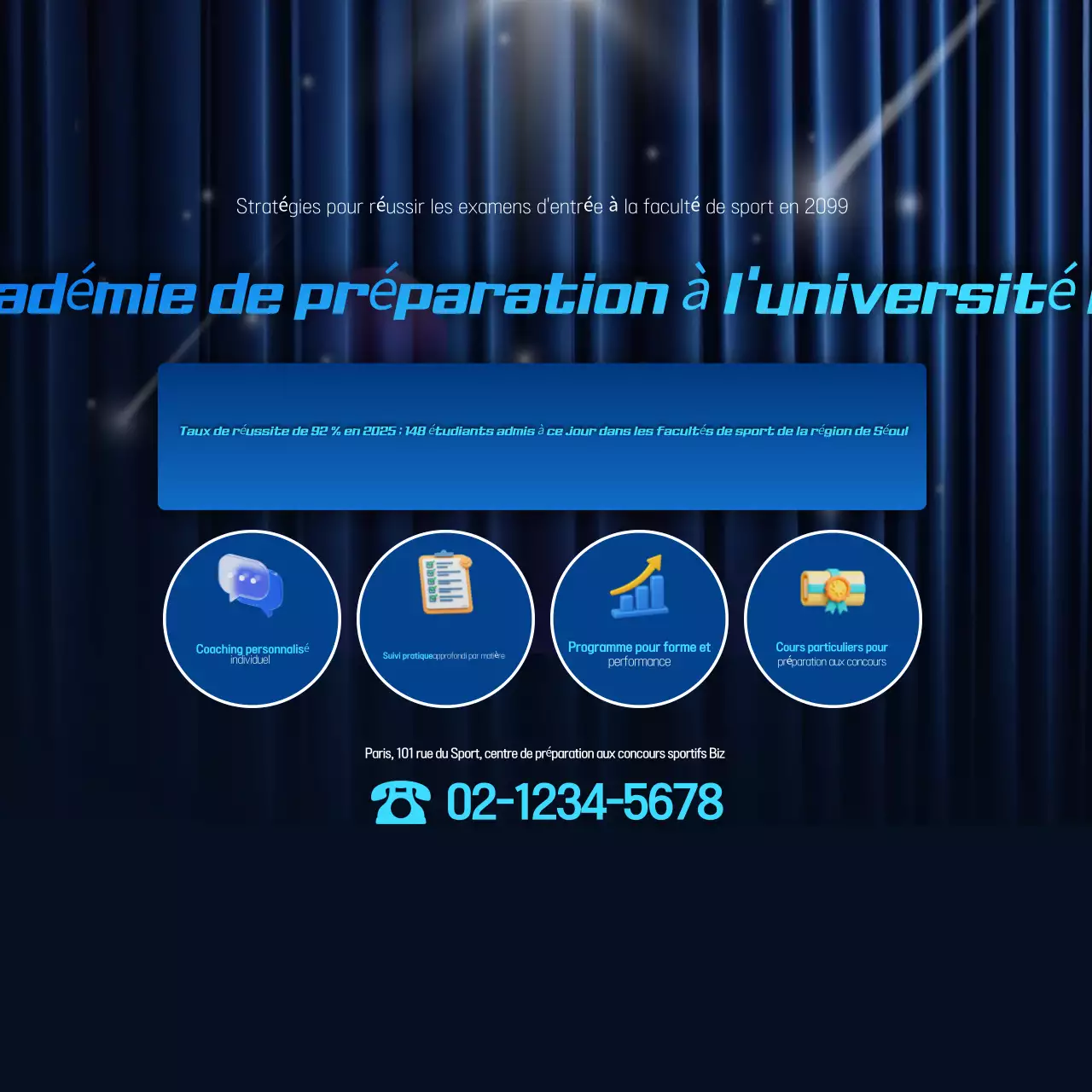 Promotion de l'Académie d'examen d'entrée en éducation physique moderne bleue