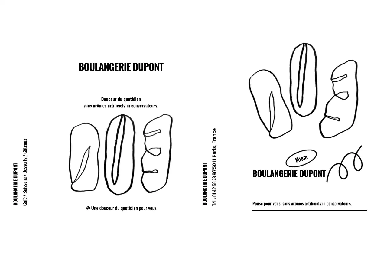 Promotion de boulangerie minimaliste en noir et blanc