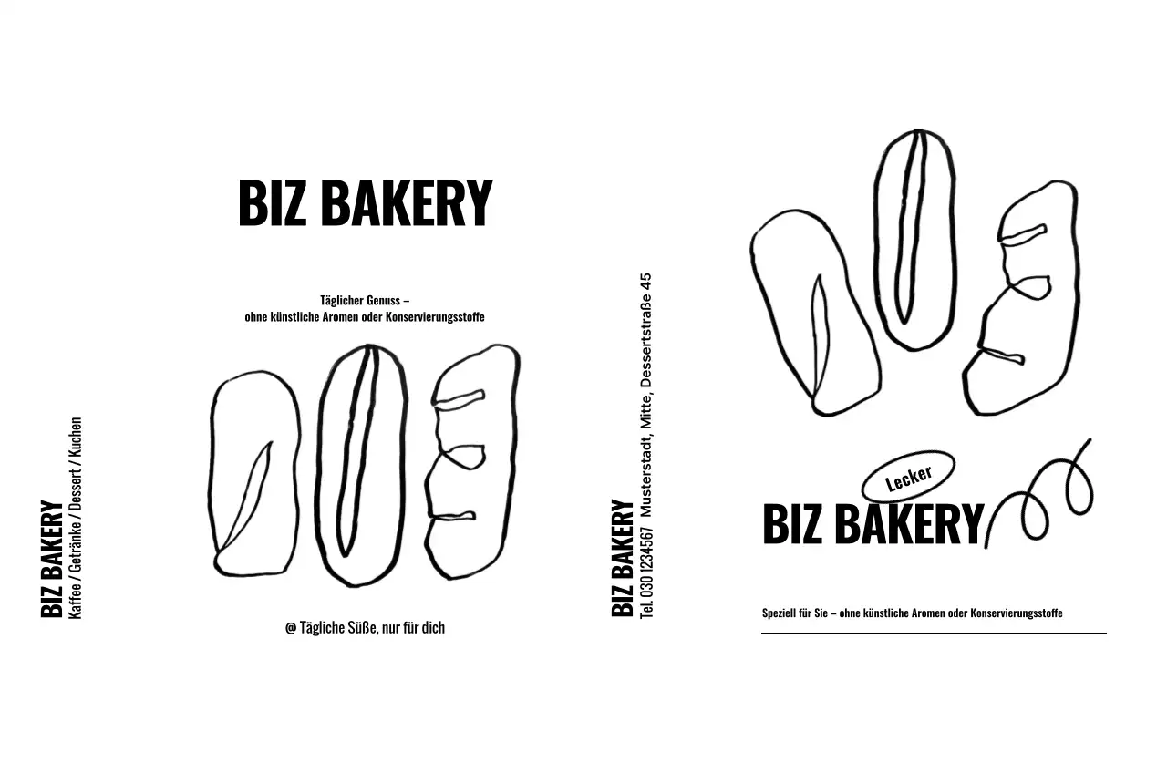Schwarz-weiße minimalistische Bäckereiwerbung