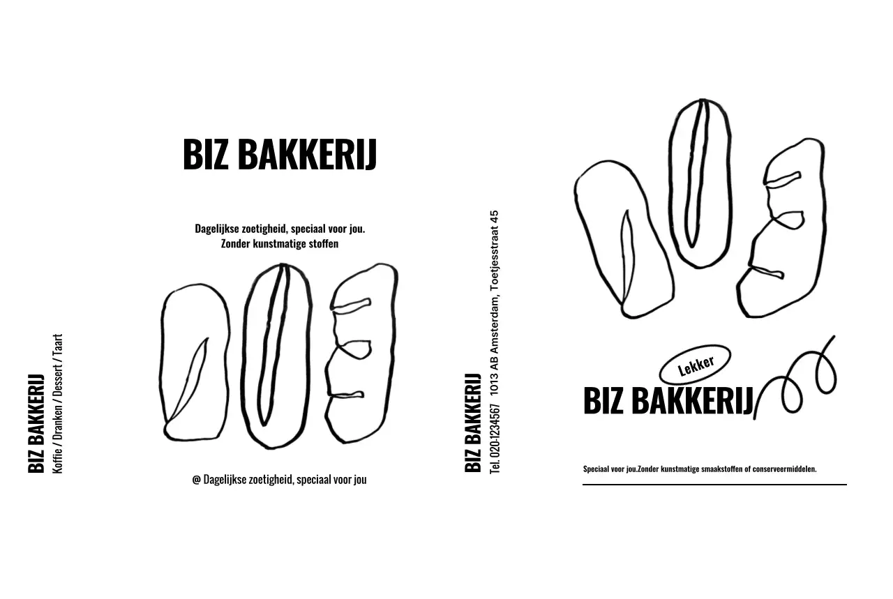 Minimalistische bakkerijpromotie in zwart-wit